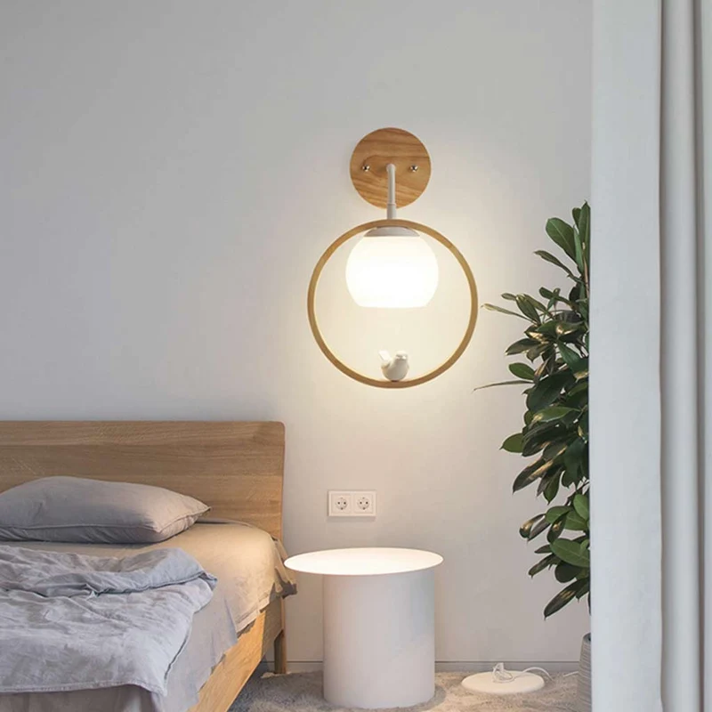 Wall Sconce Lighting Modern Stylish Bird, Wood