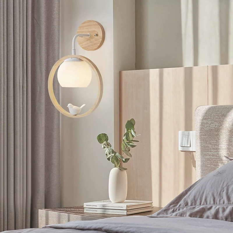 Wall Sconce Lighting Modern Stylish Bird, Wood