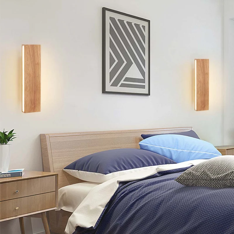 Wall Sconce Lamp Japandi Minimalist Rectangle, Wood