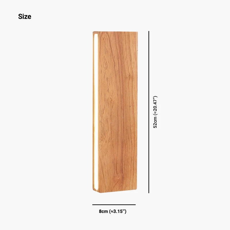 Wall Sconce Lamp Japandi Minimalist Rectangle, Wood
