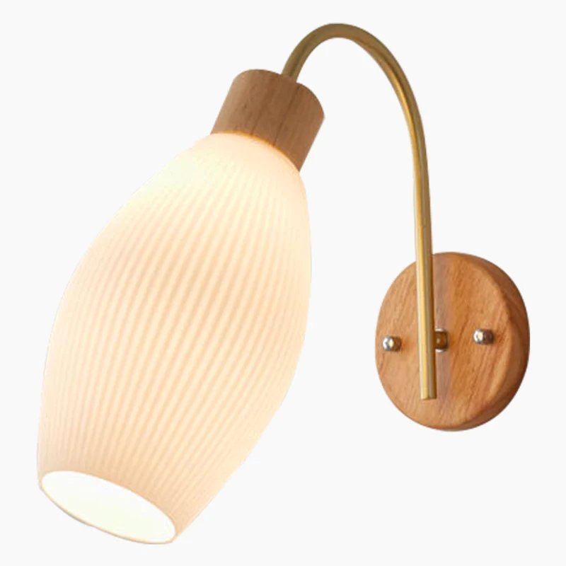 Wall Sconce Modern for Bedroom & Hallway, Wood & Iron