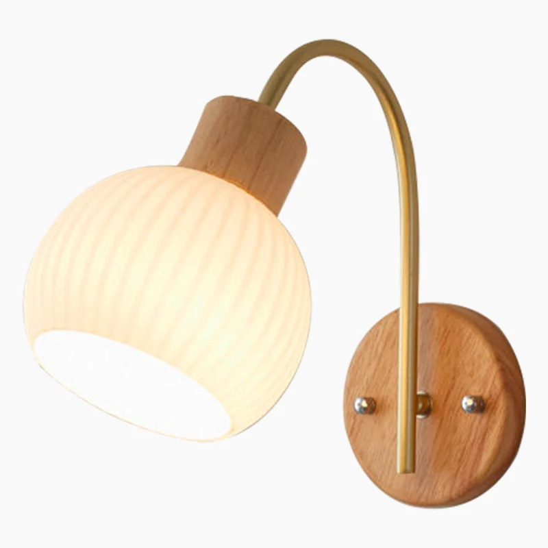 Wall Sconce Modern for Bedroom & Hallway, Wood & Iron