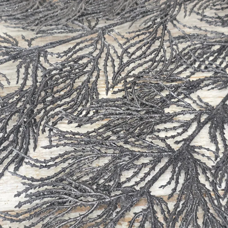 Künstlicher Dekozweig Kunstpflanze Farn Zweig Schwarz Glitzer Deko