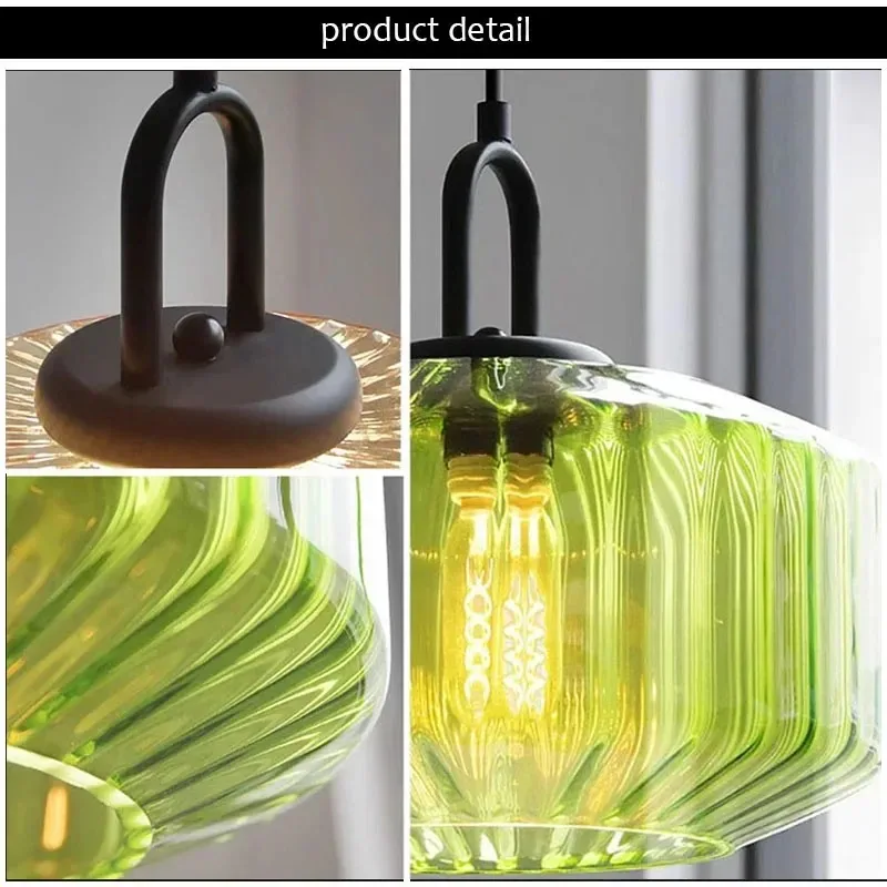 Vintage-Hängeleuchte aus strukturiertem Glas – Tétra