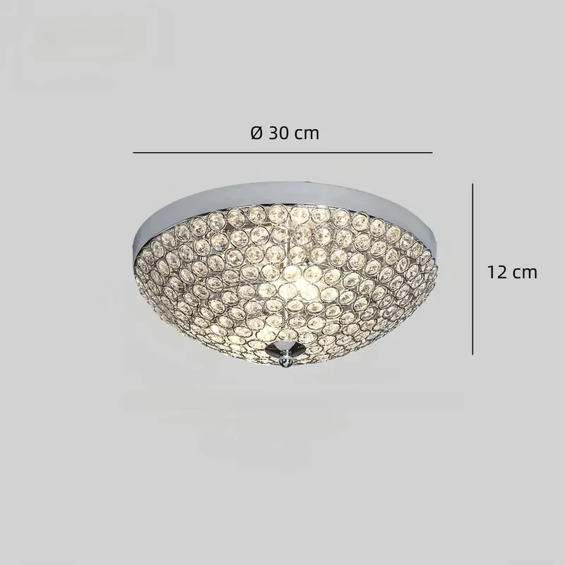 Runde Retro Kristall-Deckenleuchte in Chrom für Schlafzimmer