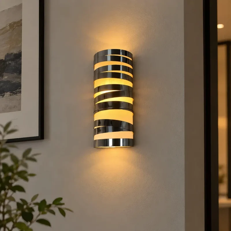 Moderne LED Wandleuchte Up Down aus Edelstahl für den Flur