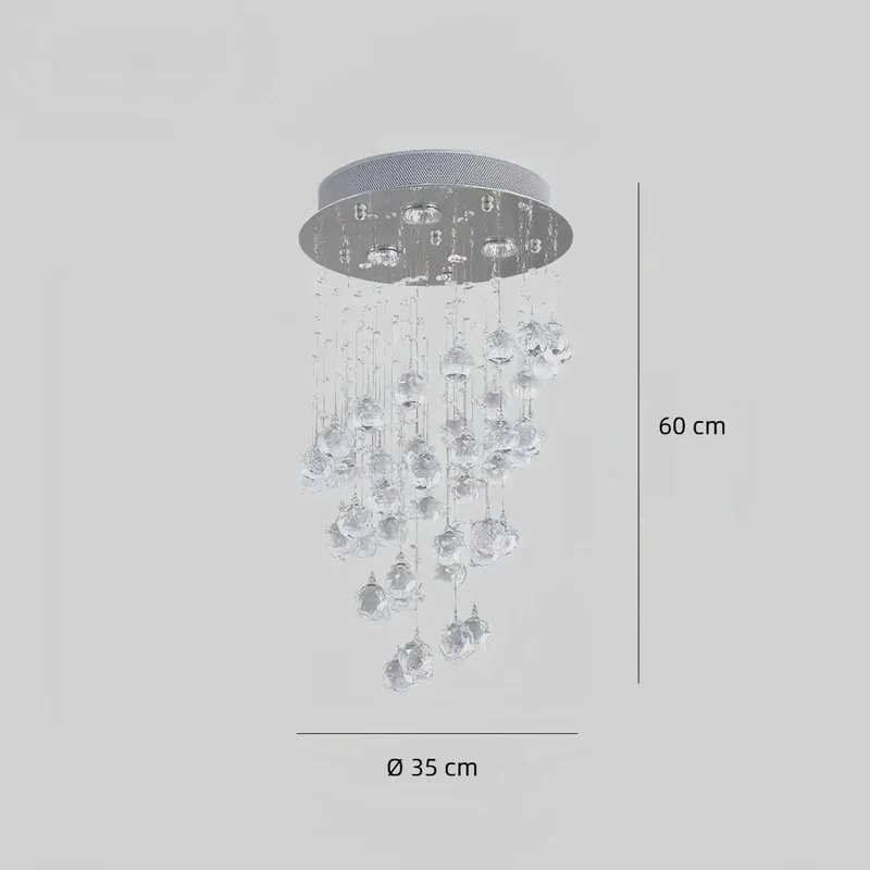 Moderne LED-Kristall-Deckenleuchte in Chrom für das Esszimmer