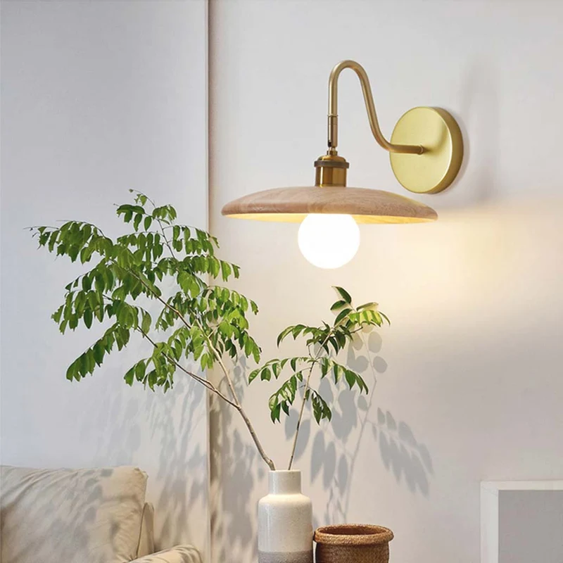 Wall Sconce Lamp Nordic Wooden for Bedroom Bedside