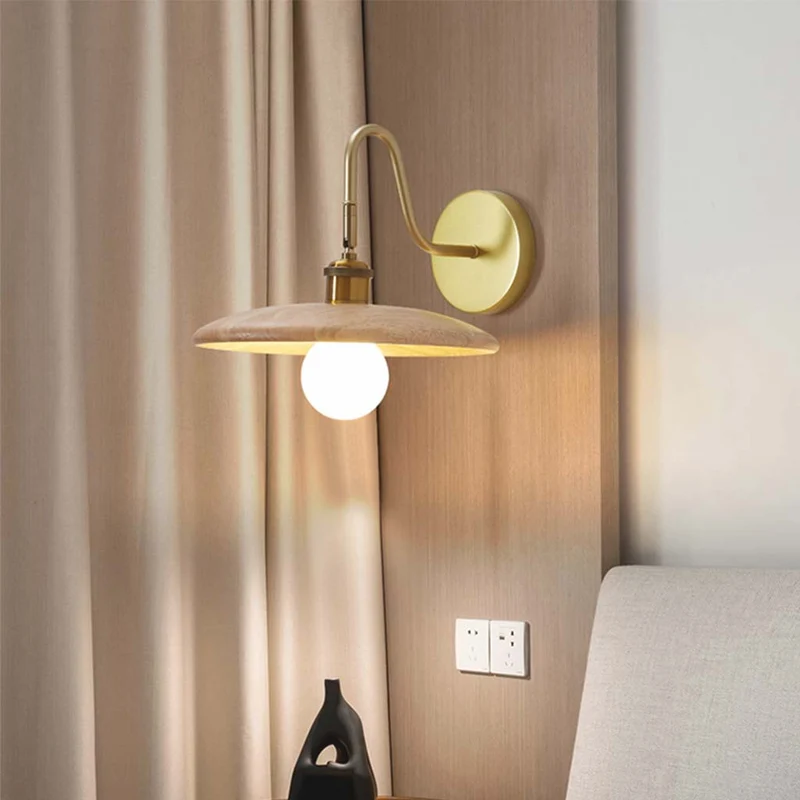 Wall Sconce Lamp Nordic Wooden for Bedroom Bedside