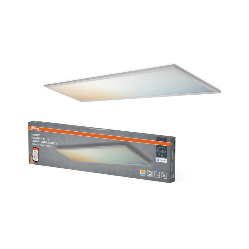 OSRAM Matter SMART+ PLANON PLUS LED Panel, 3000-6500K, 1200mm x 300mm, Google und Alexa Voice Control, Tunable White
