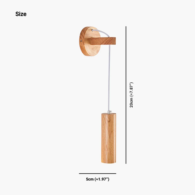 Wall Mounted Lamp Minimalist, Wood Tube