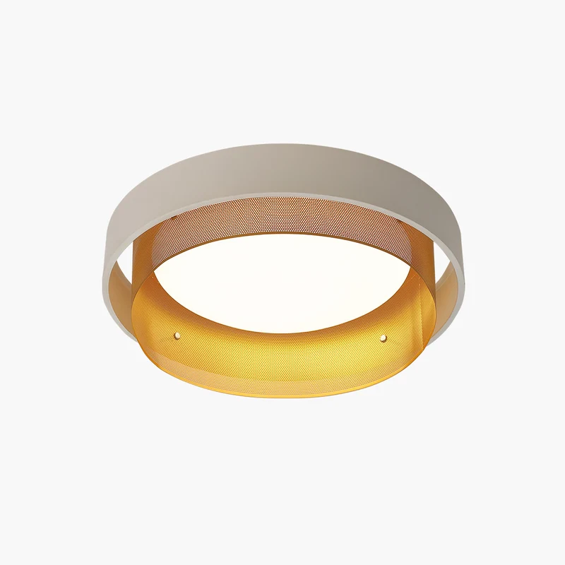 Ceiling Light Elegant Wrought Iron Round Flush Mount, White & Gold