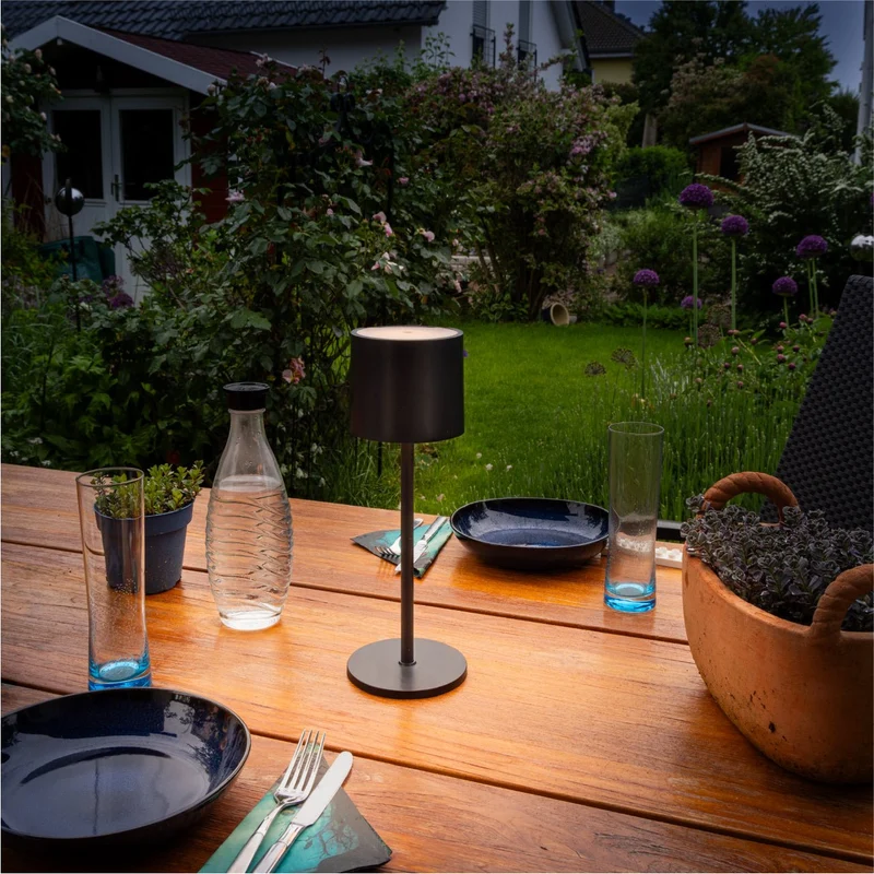 LED Akku Tischleuchte dimmbar Outdoor 3 Lichtfarben USB schwarz - LED's Light