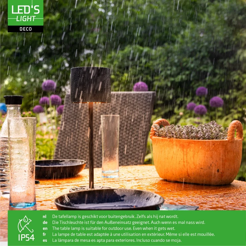 LED Akku Tischleuchte dimmbar Outdoor 3 Lichtfarben USB schwarz - LED's Light