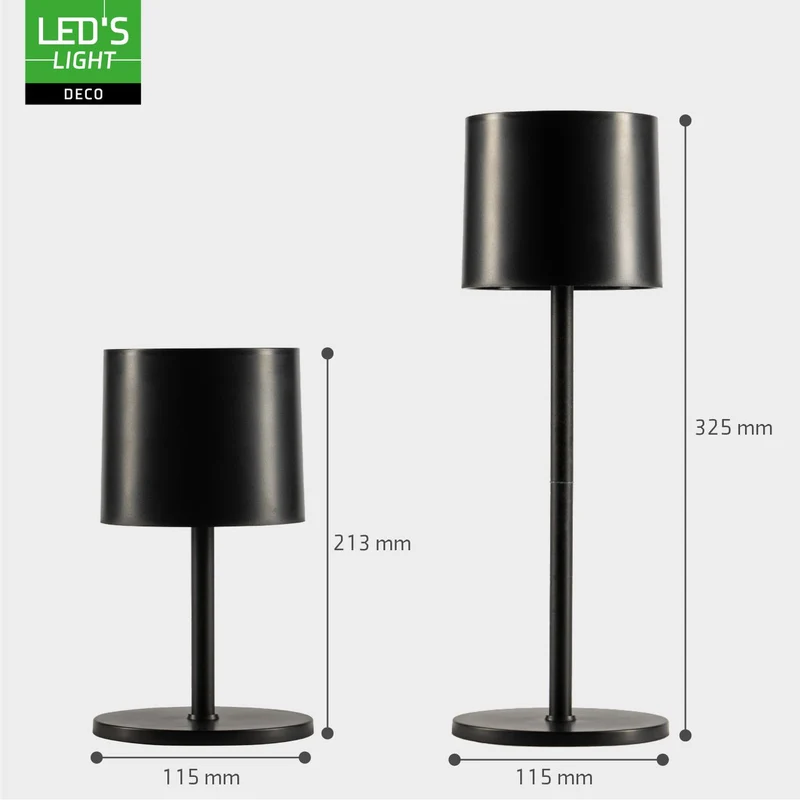 LED Akku Tischleuchte dimmbar Outdoor 3 Lichtfarben USB schwarz - LED's Light