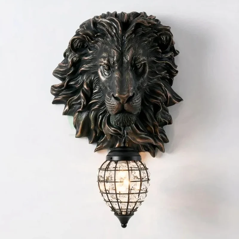 Vintage Wandleuchte Löwe für Wohnzimmer