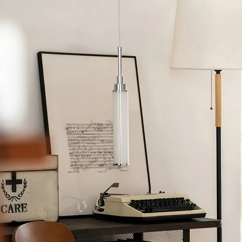 Moderne weiße Zylinder Pendelleuchte für Schlafzimmer
