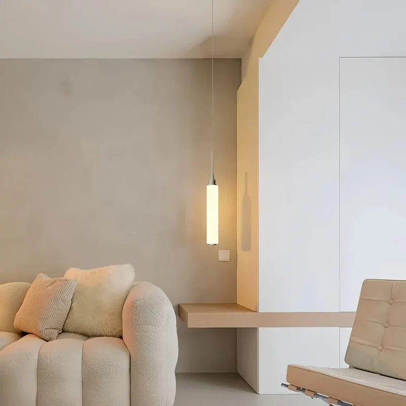 Moderne weiße Zylinder Pendelleuchte für Schlafzimmer