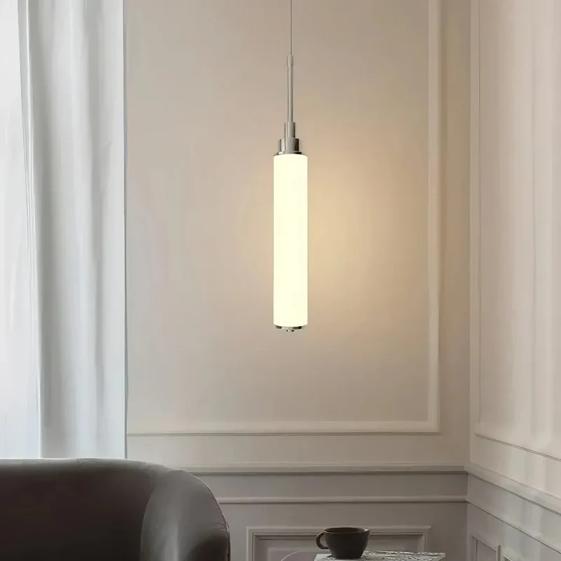 Moderne weiße Zylinder Pendelleuchte für Schlafzimmer