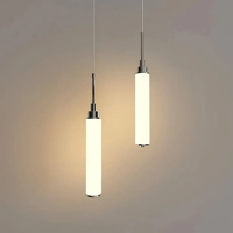Moderne weiße Zylinder Pendelleuchte für Schlafzimmer