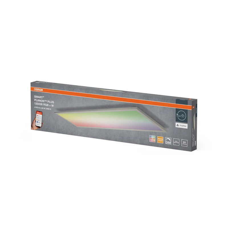 OSRAM Matter SMART+ PLANON PLUS MULTICOLOR Panel, RGB, 120cm x 30cm, Kompatibel mit Google und Alexa