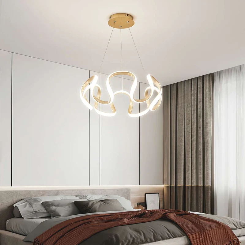 Chandelier Hanging Light LED Novelty Round, Aluminum/Gold