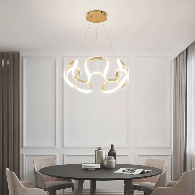 Chandelier Hanging Light LED Novelty Round, Aluminum/Gold