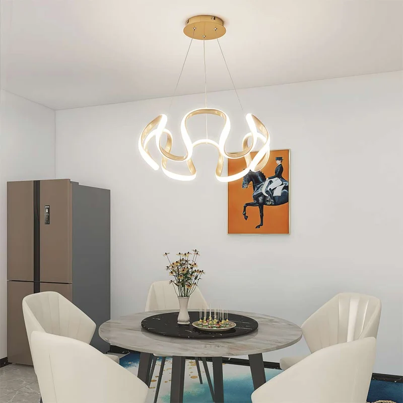 Chandelier Hanging Light LED Novelty Round, Aluminum/Gold
