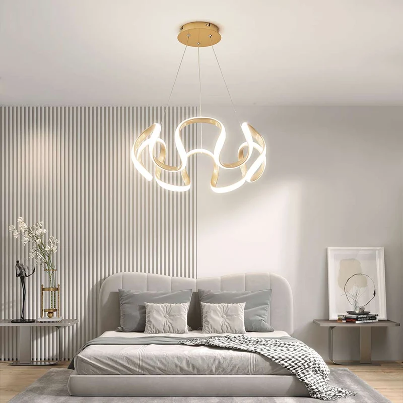 Chandelier Hanging Light LED Novelty Round, Aluminum/Gold