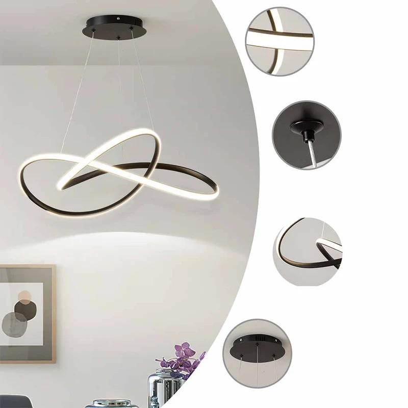 Hanging Chandelier Ceiling Light LED Twisted, Minimalist