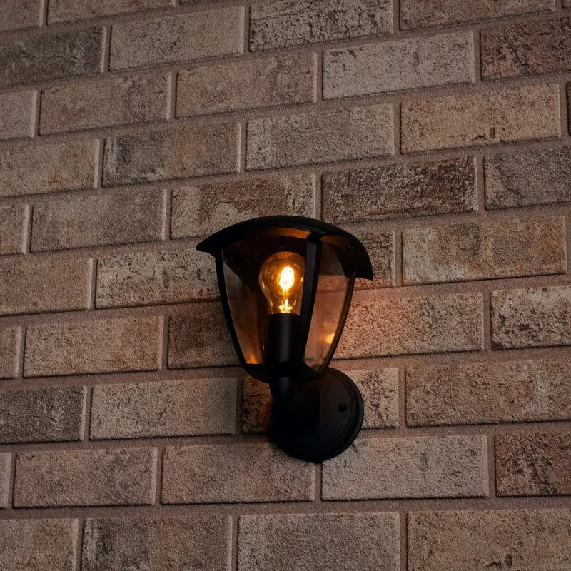 Retro-LED-Wandleuchte mit E27-Fassung – Jesi – IP44 – Schwarz