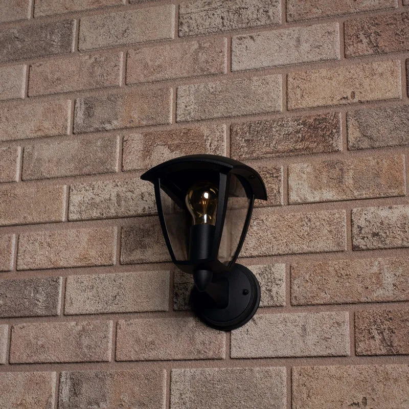 Retro-LED-Wandleuchte mit E27-Fassung – Jesi – IP44 – Schwarz
