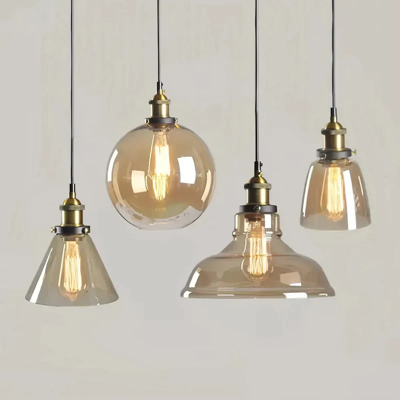 Retro Pendelleuchte aus Glas für den Esstisch