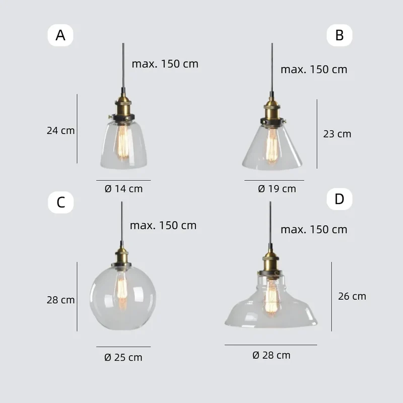Retro Pendelleuchte aus Glas für den Esstisch