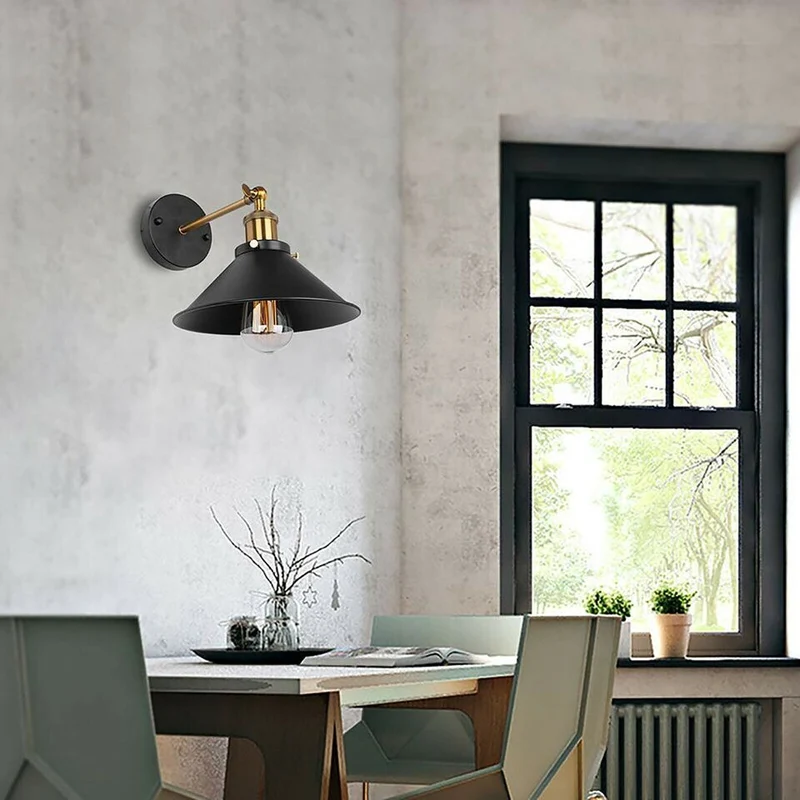 Vintage Wandleuchte Innen schwarz Industrial Wandlampe~3263