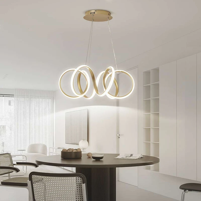 Ceiling Light Chandelier Fixture Chic Hanging LED Circular, Metal