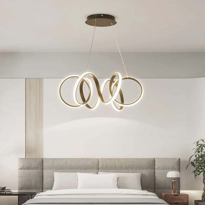 Ceiling Light Chandelier Fixture Chic Hanging LED Circular, Metal