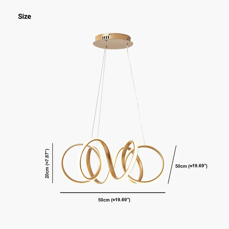 Ceiling Light Chandelier Fixture Chic Hanging LED Circular, Metal