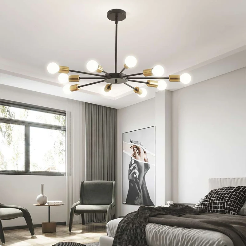 Ceiling Light Sputnik Chandelier Chic, Wrought Iron/Black
