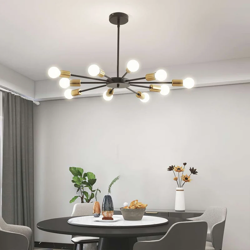 Ceiling Light Sputnik Chandelier Chic, Wrought Iron/Black
