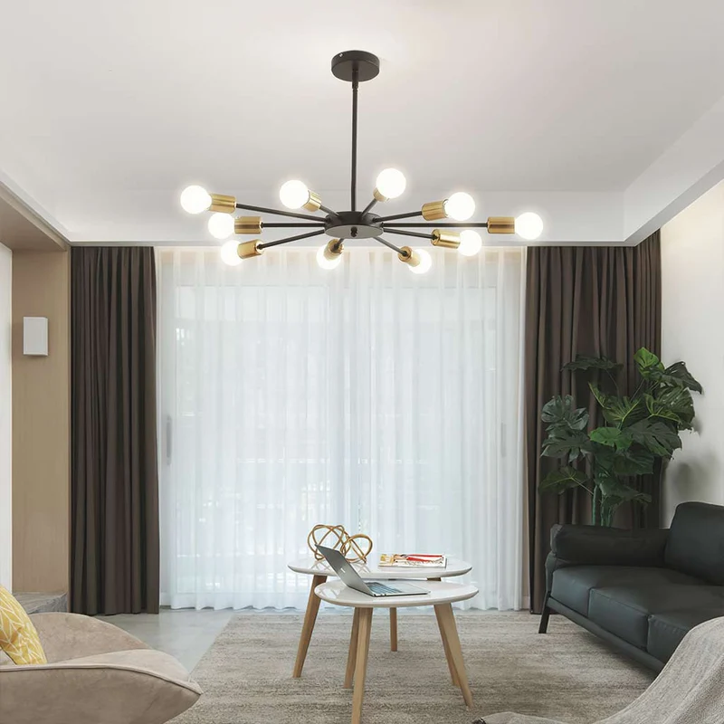 Ceiling Light Sputnik Chandelier Chic, Wrought Iron/Black