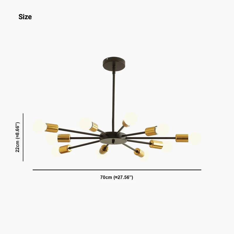 Ceiling Light Sputnik Chandelier Chic, Wrought Iron/Black