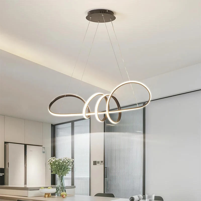 LED Chandelier Hanging Light Modern Artistic Curved, Aluminum