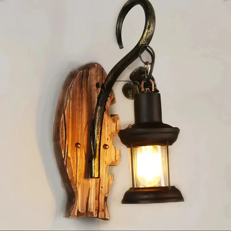 Wandleuchte Vintage aus Holz für Esszimmer, E27