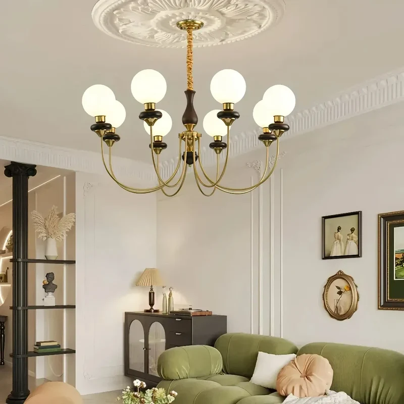 Retro Kronleuchter aus Opalglas für Wohnzimmer und Esszimmer