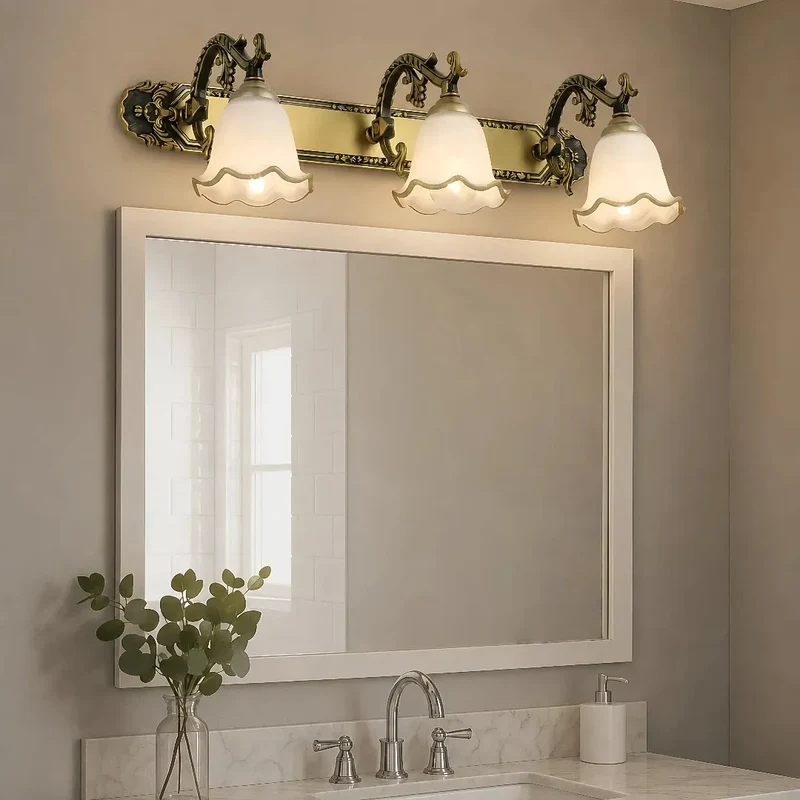 Retro Wandleuchte fürs Bad verstellbar, IP44, Blumen Design