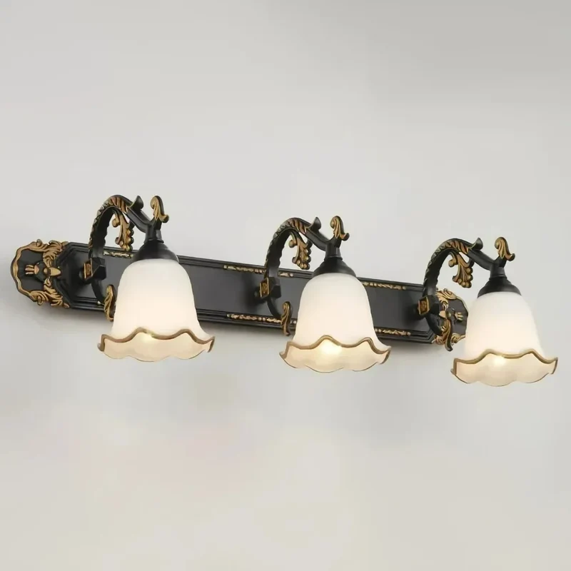 Retro Bad-Wandleuchte IP44, verstellbar – Blumendesign, 2–4-flammig