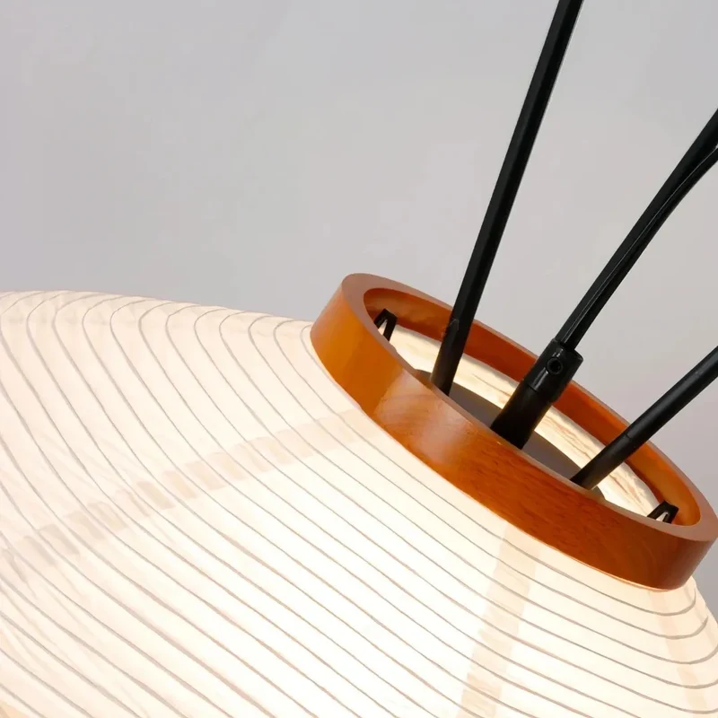 Reispapier-Stehlampe im japanischen Stil mit Dreibein für Wohnzimmer