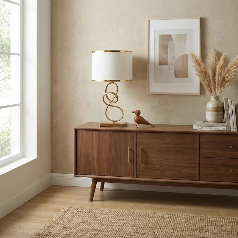 Goldene Nachttischlampe mit dimmbarer Helligkeit, moderner Stil – Éthéris