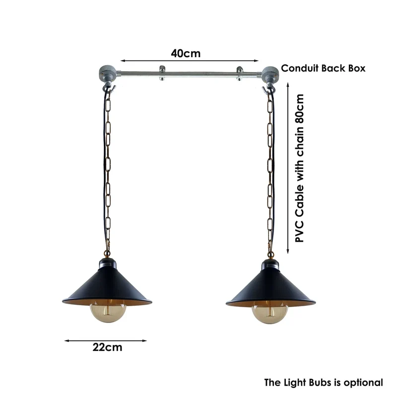 Industrial Deckenleuchten Metallrohr Retro Loft Pendelleuchten Lampenschirm ~3218